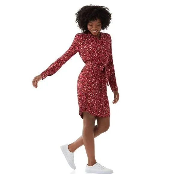 Free Assembly Women's Floral Button-Down Shirt Dress - Small - Picture 13 of 13